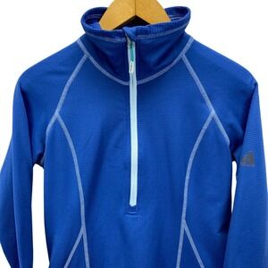 Eddie Bauer First Ascent Womens Blue Quarter Zip Fleece Pullover Athletic Top S